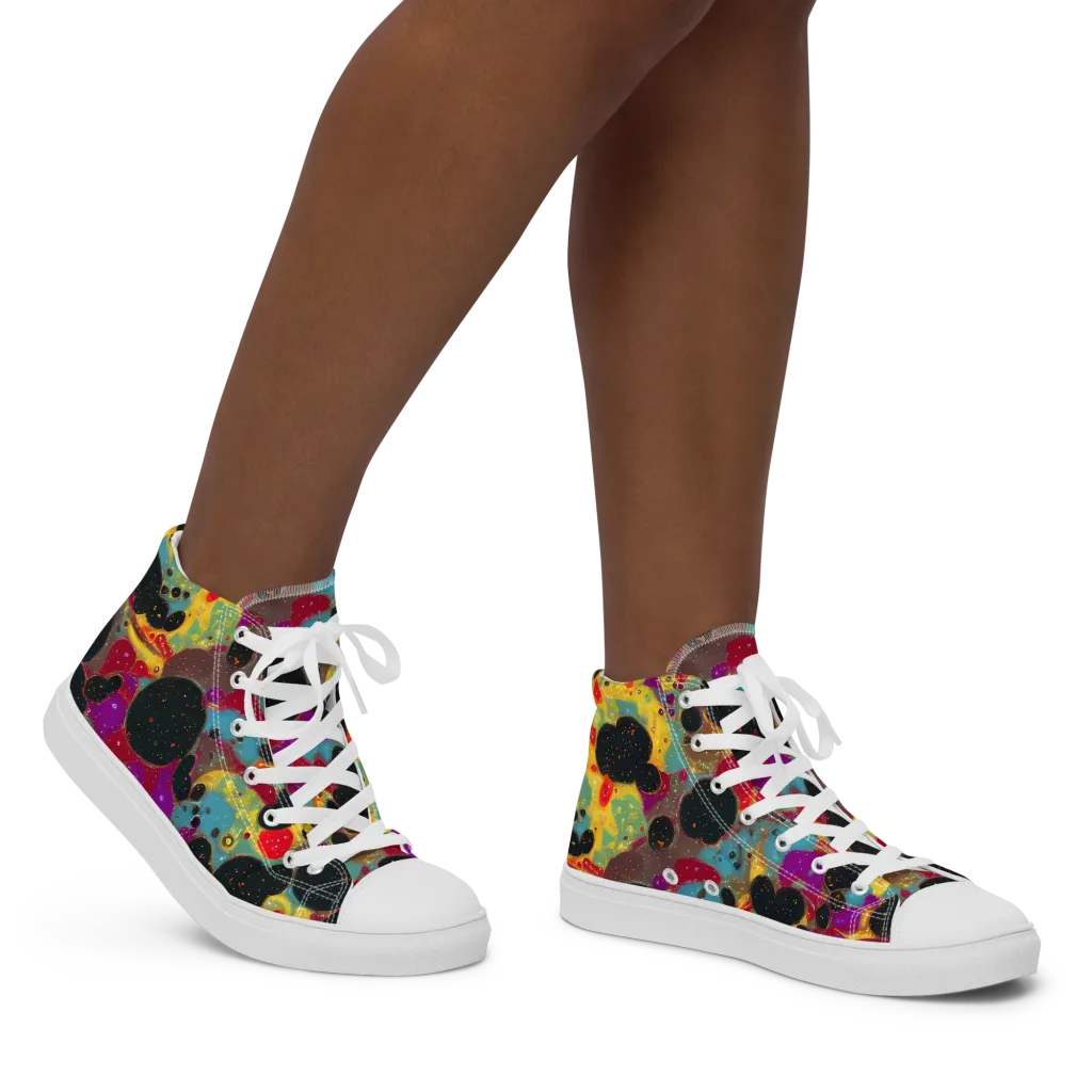 Black Hole Bonbons on Women's High Top Canvas Shoes — Right