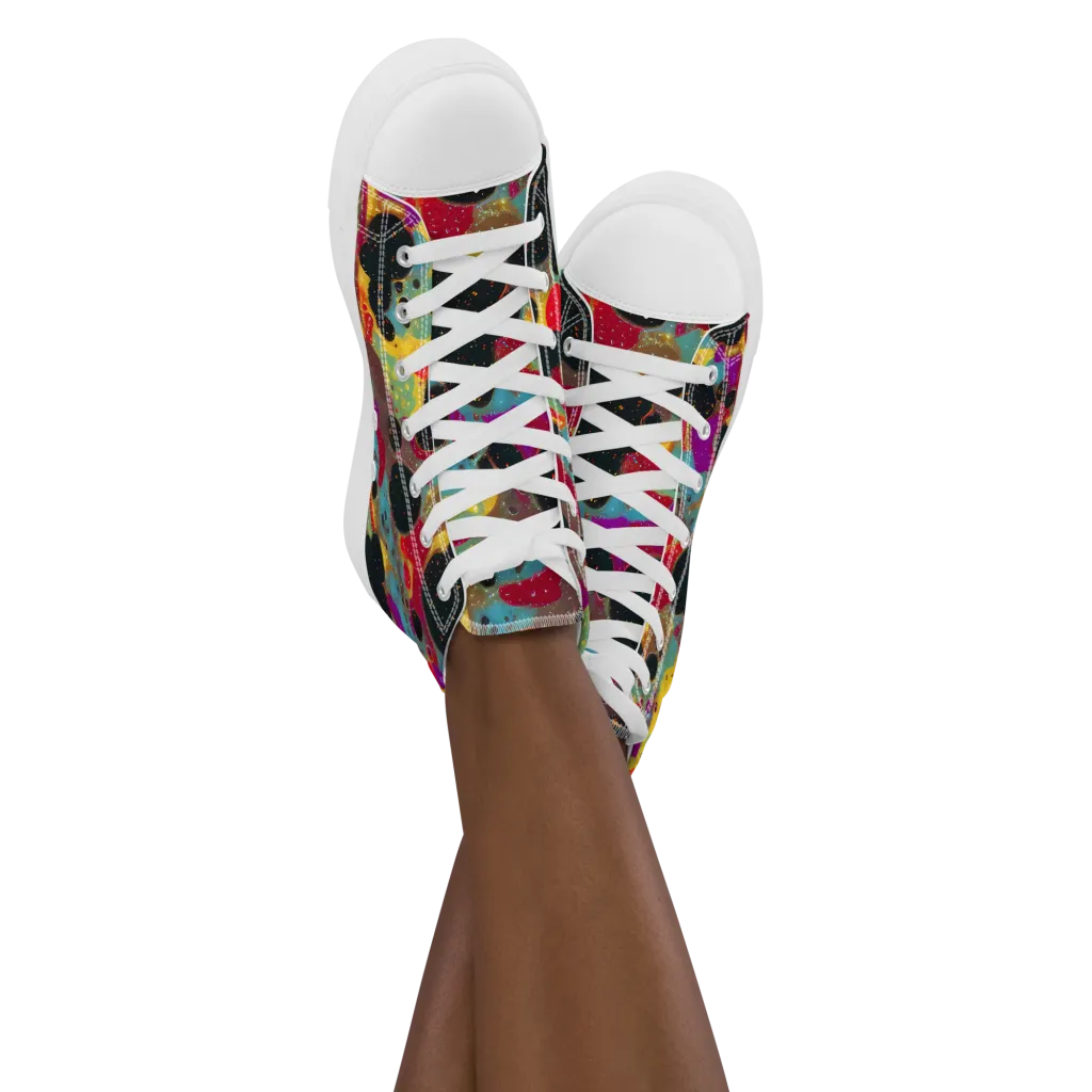 Black Hole Bonbons on Women's High Top Canvas Shoes — Front