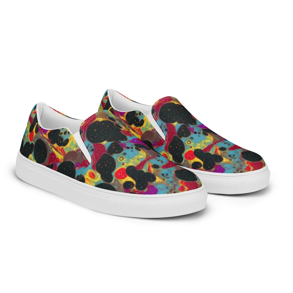 Black Hole Bonbons on Men's Slip-On Canvas Shoes — Right Front