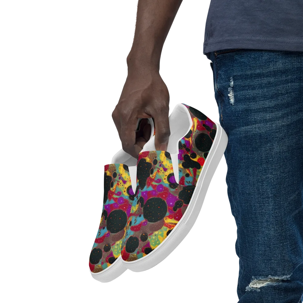Black Hole Bonbons on Men's Slip-On Canvas Shoes — Left Front