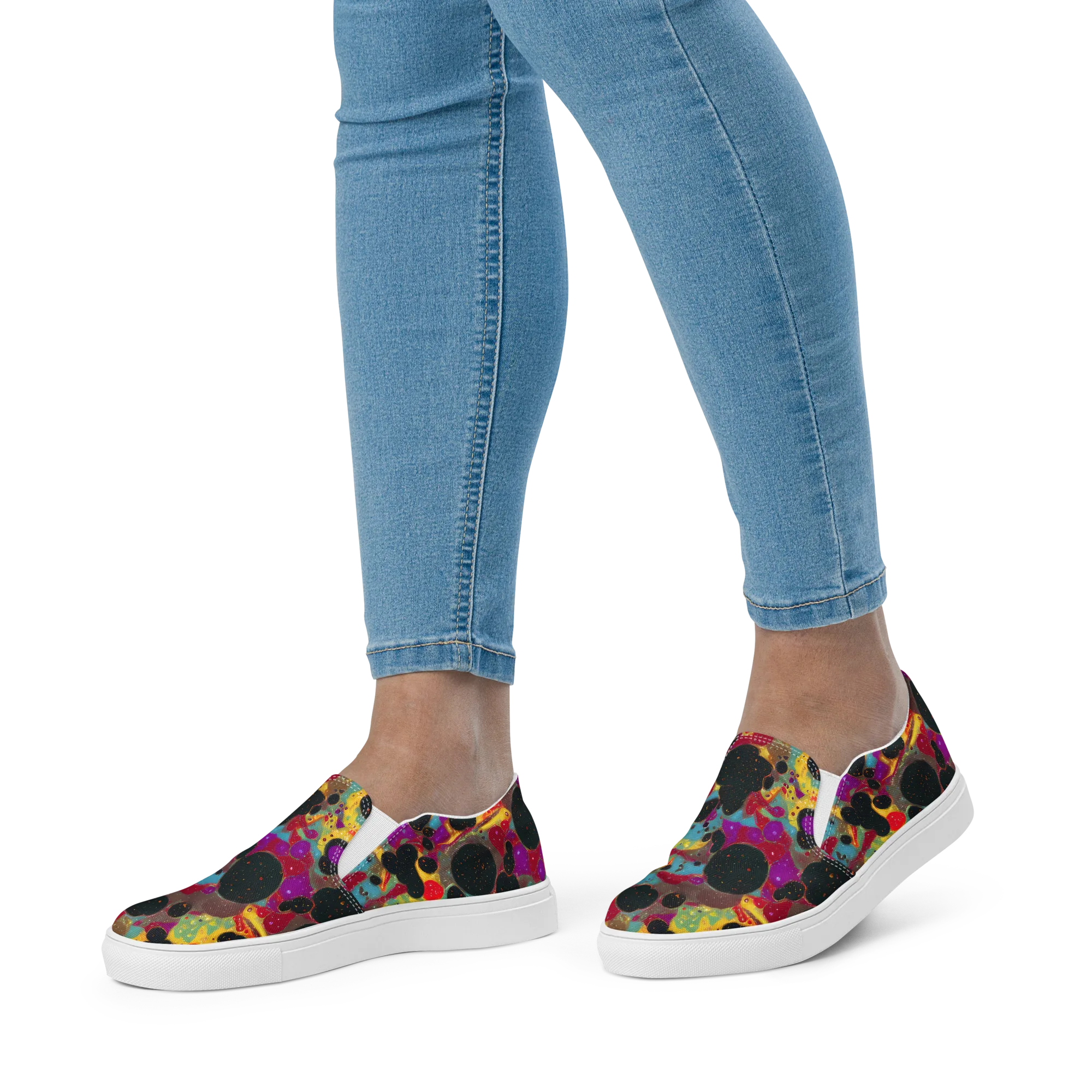 Black Hole Bonbons on Women's Slip-On Canvas Shoes — Front
