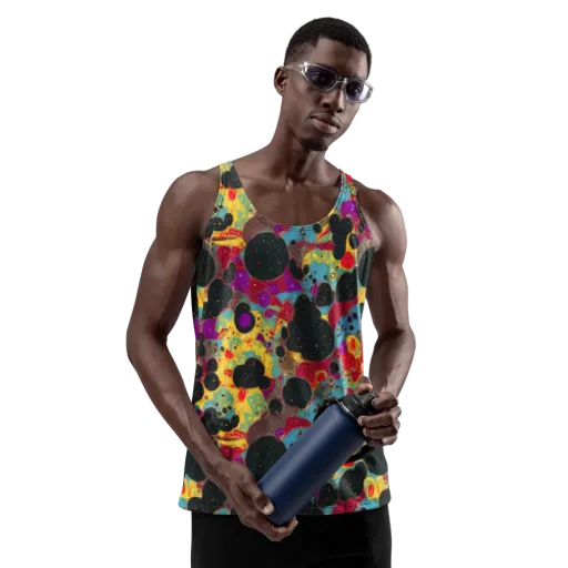Black Hole Bonbons on a Men's Tank Top