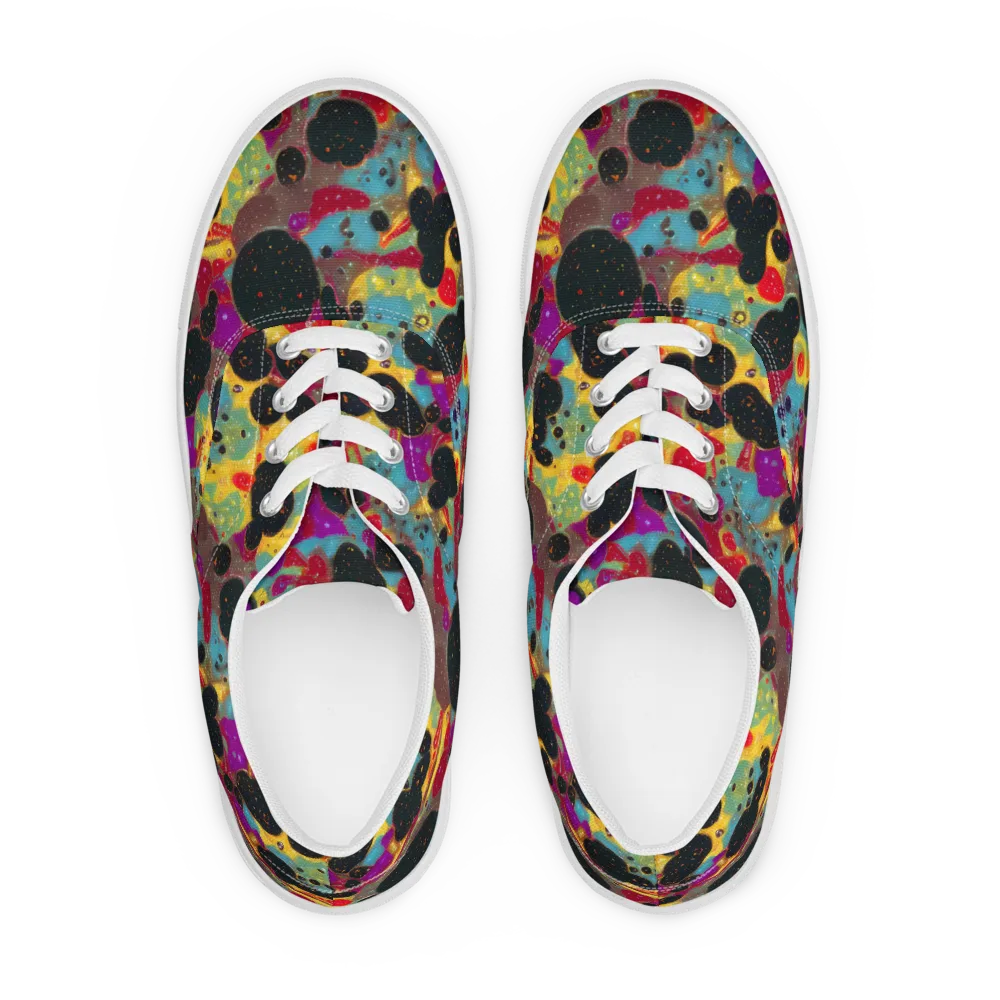 Black Hole Bonbons on Men's Lace-Up Canvas Shoes — Front