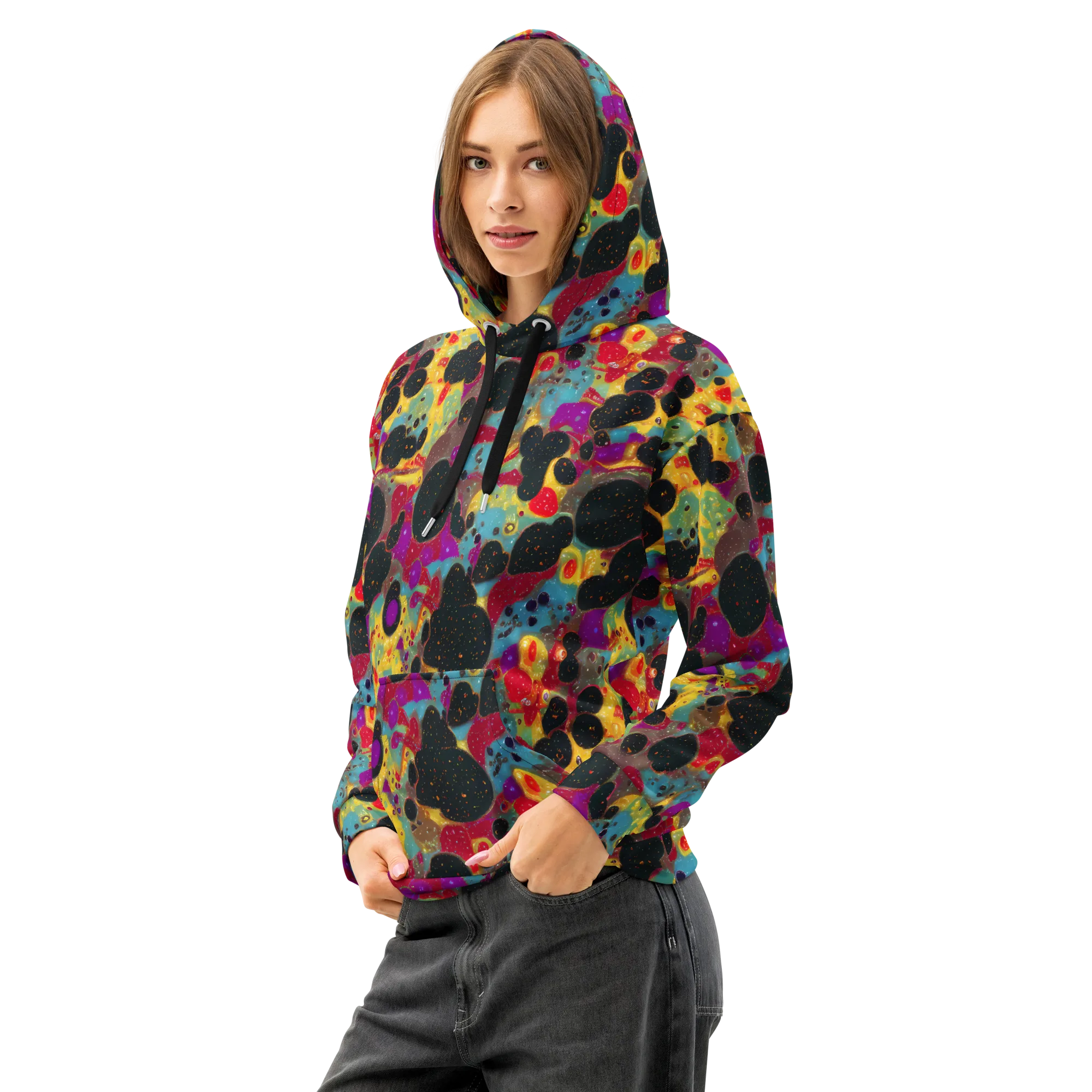 Black Hole Bonbons on Cotton Hoodie — Left Front