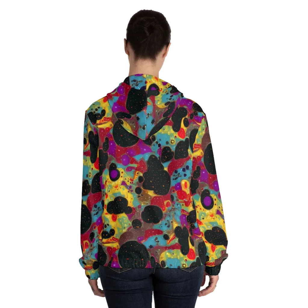 Black Hole Bonbons on Women's Full-Zip Hoodie — Back On Person
