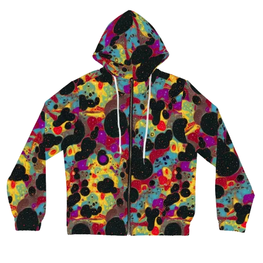 Black Hole Bonbons on a Women's Full-Zip Hoodie