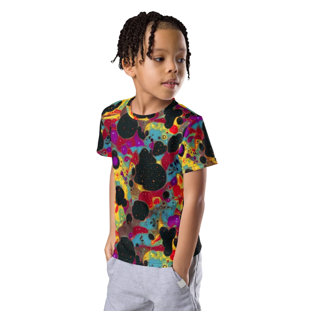 Black Hole Bonbons on Kids Crew Neck T-Shirt — Left Front