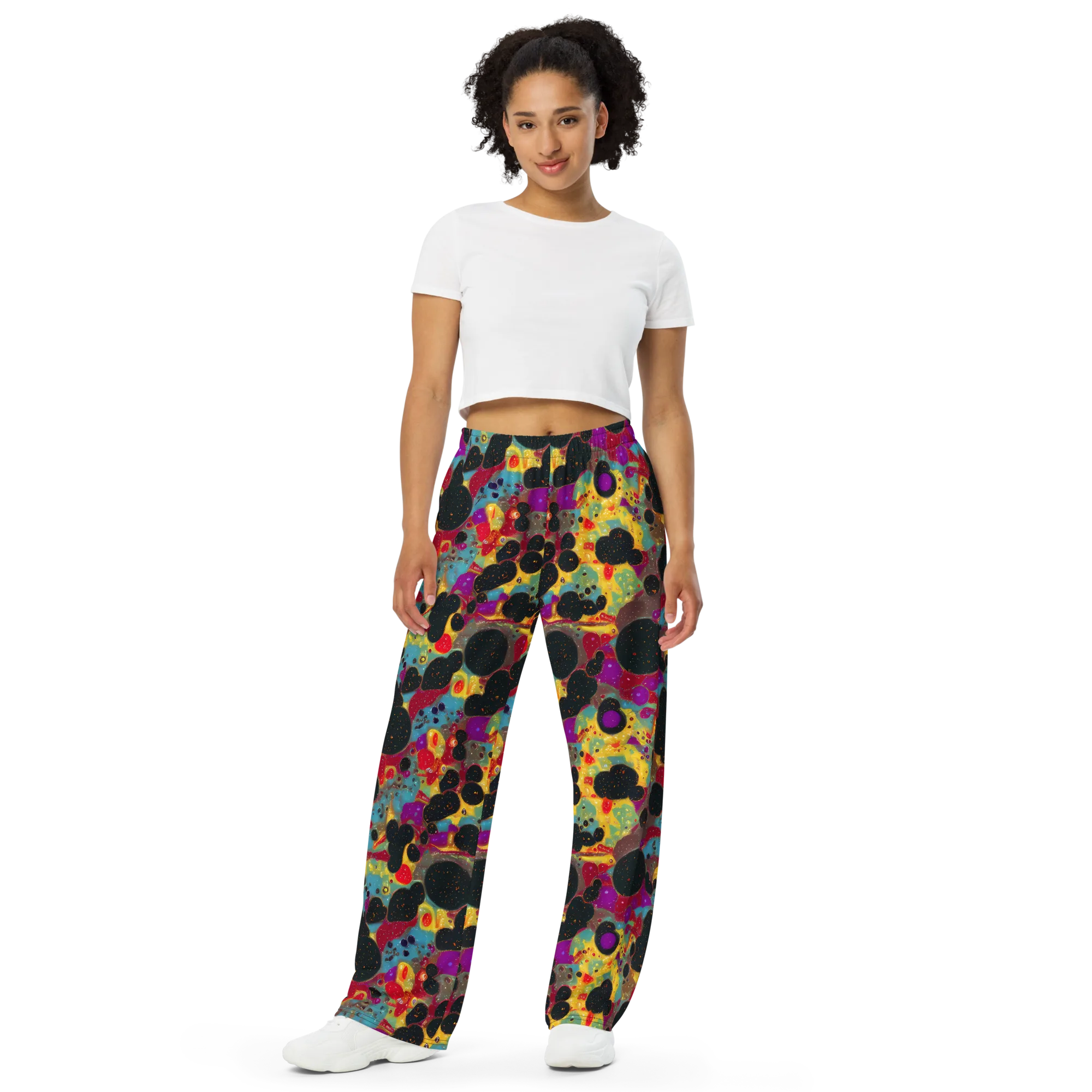 Black Hole Bonbons on Wide-Leg Pants — Front