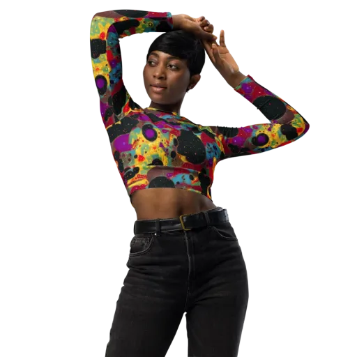 Black Hole Bonbons on a Long Sleeve Crop Top