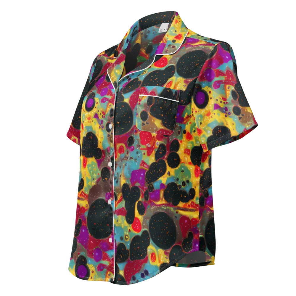 Black Hole Bonbons on Women's Short Sleeve Pajama Top — Left Front