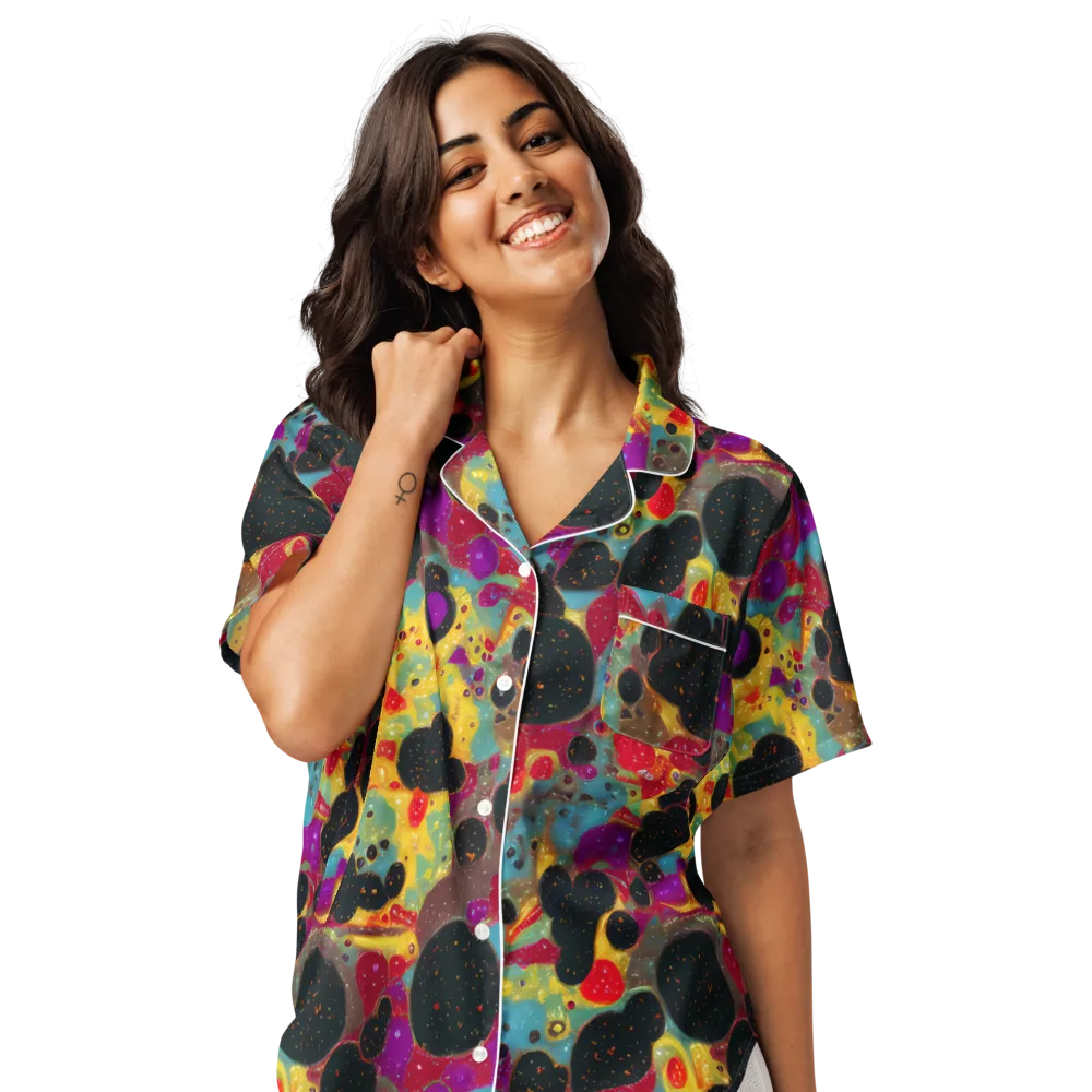 Black Hole Bonbons on Women's Short Sleeve Pajama Top — Front