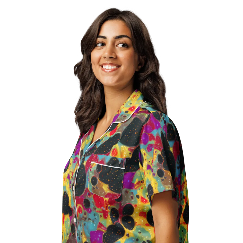 Black Hole Bonbons on Women's Short Sleeve Pajama Top — Left Front