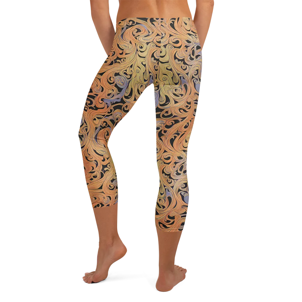 Molten Paisley on Capri Leggings — Back