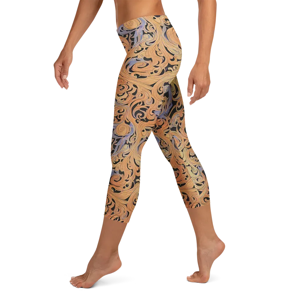 Molten Paisley on Capri Leggings — Left