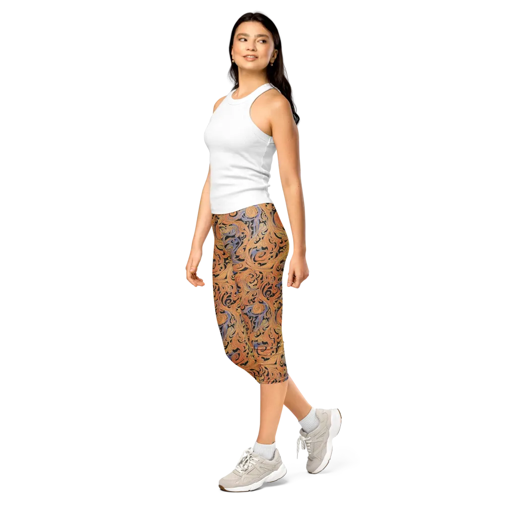 Molten Paisley on Capri Leggings — Left Front