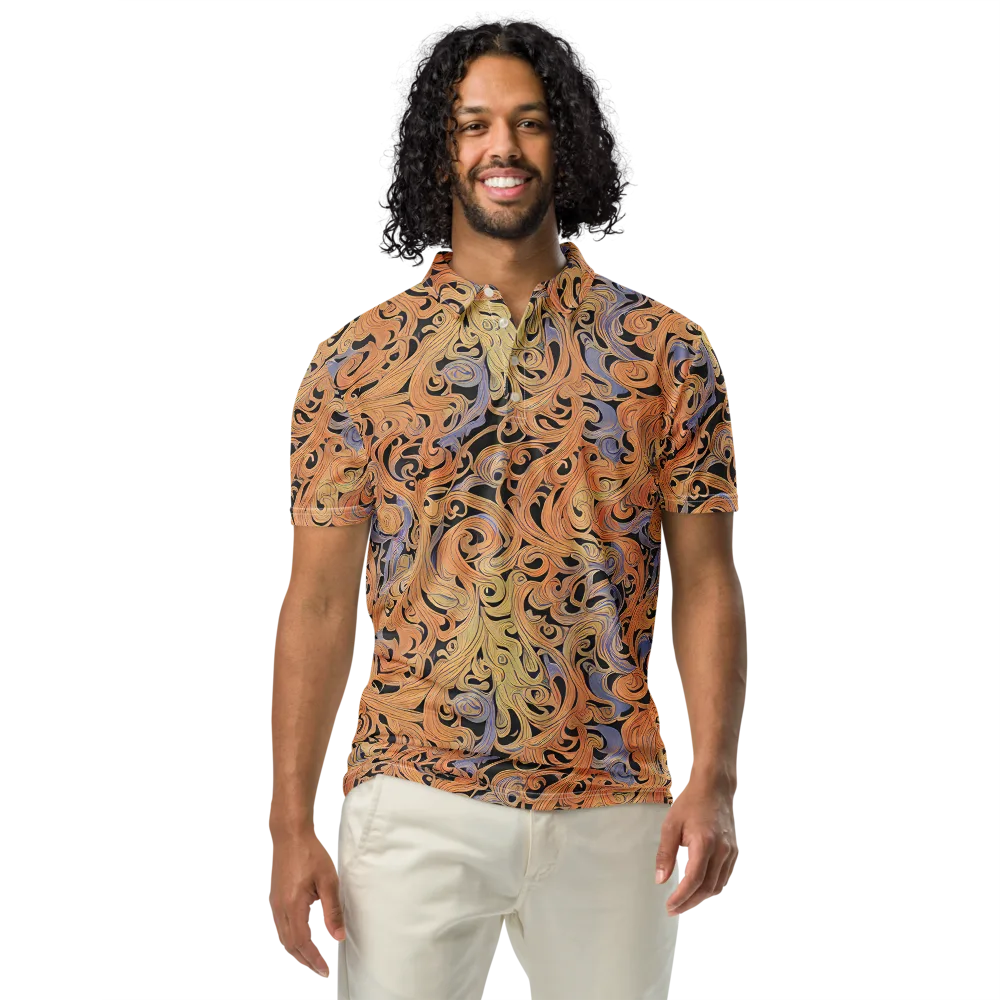Molten Paisley on Men's Slim Fit Polo Shirt — Front