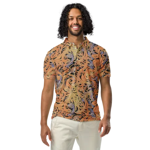 Molten Paisley on a Men's Slim Fit Polo Shirt