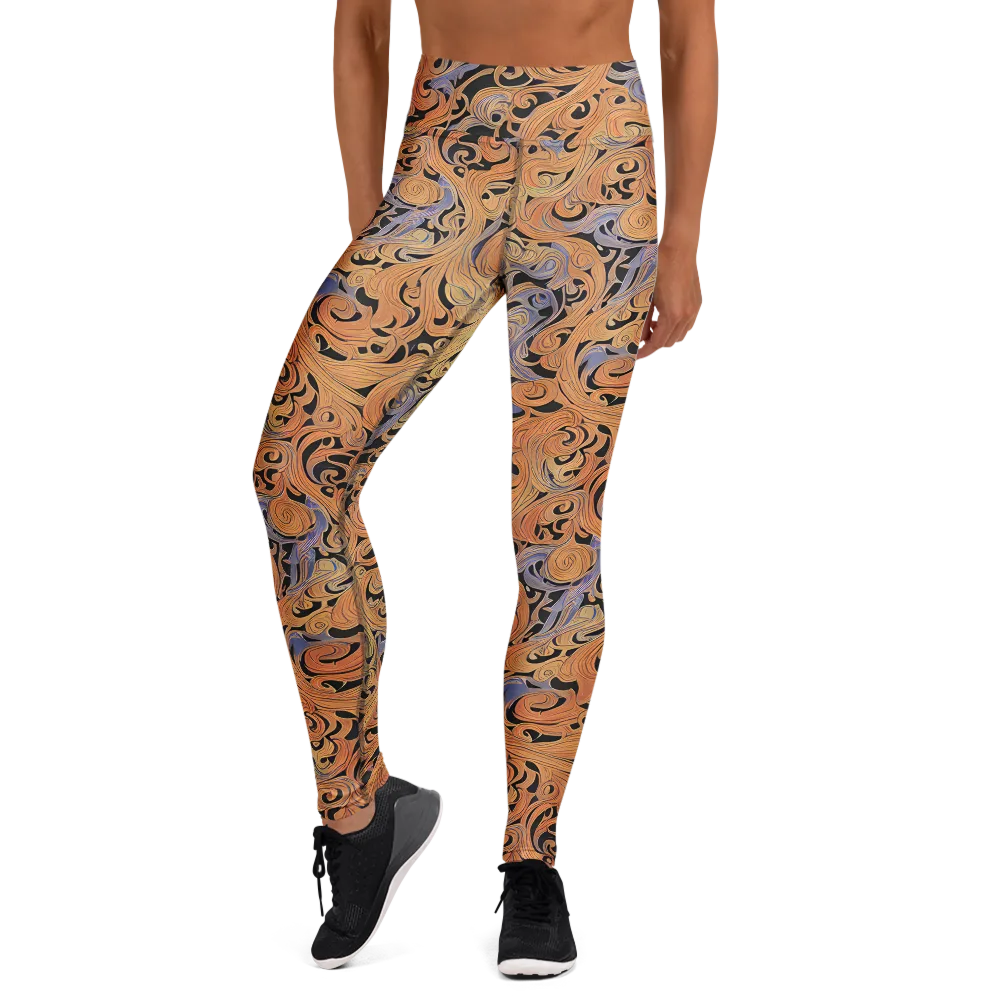 Molten Paisley on Yoga Leggings — Front