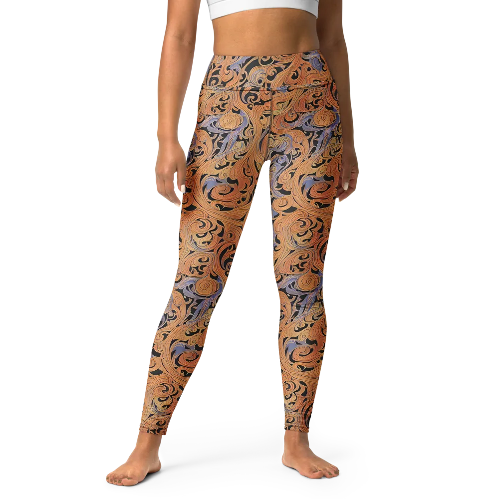 Molten Paisley on Yoga Leggings — Front