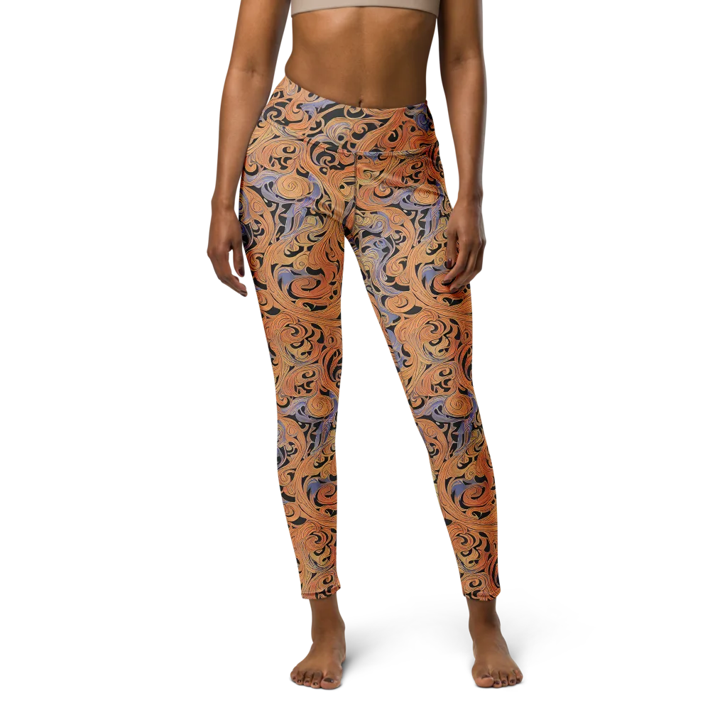 Molten Paisley on Yoga Leggings — Front