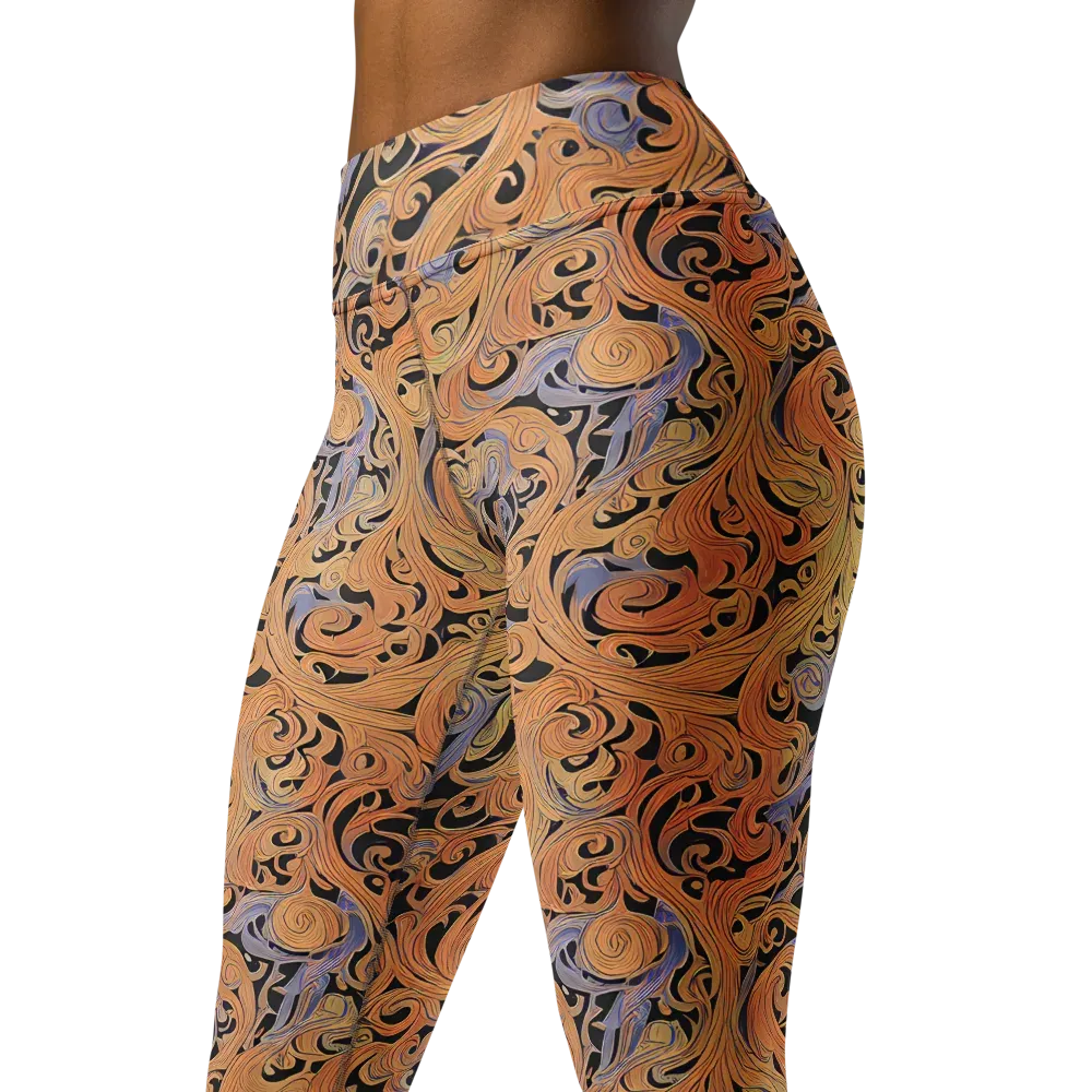 Molten Paisley on Yoga Leggings — Left Front