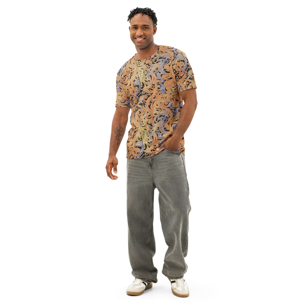 Molten Paisley on Men's Cotton Crew Neck T-Shirt — Front