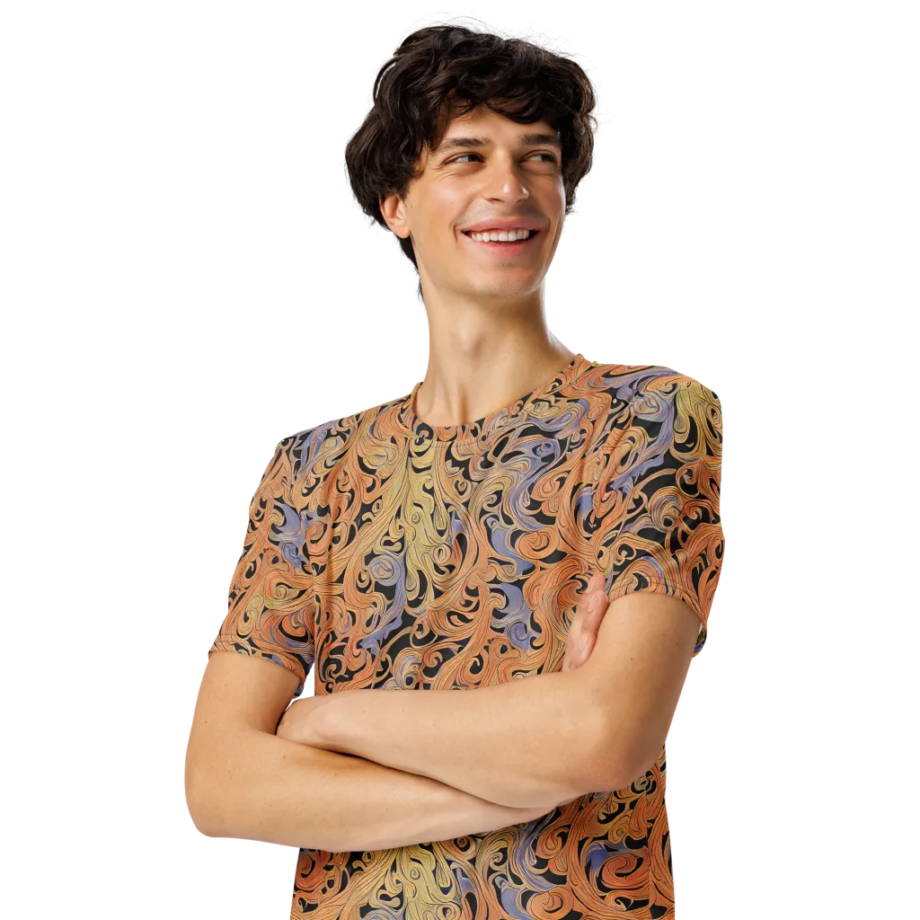 Molten Paisley on Men's Crew Neck T-Shirt — Left Front