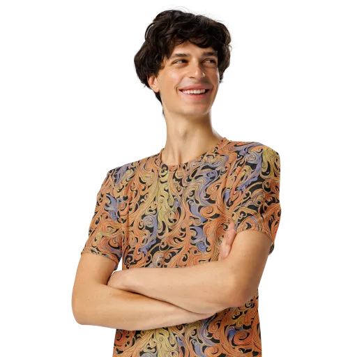 Molten Paisley on a Men's Crew Neck T-Shirt