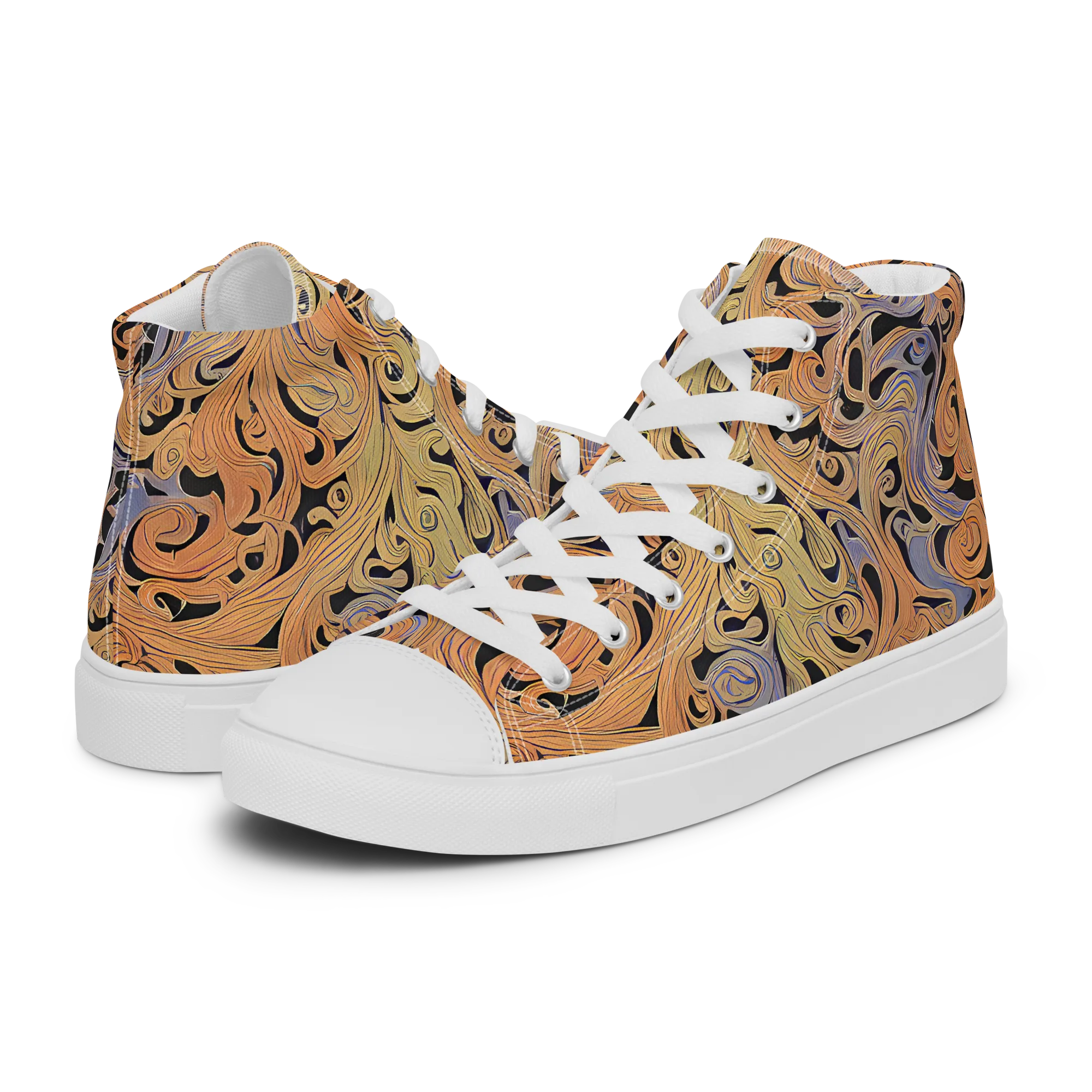 Molten Paisley on Men's High Top Canvas Shoes — Left