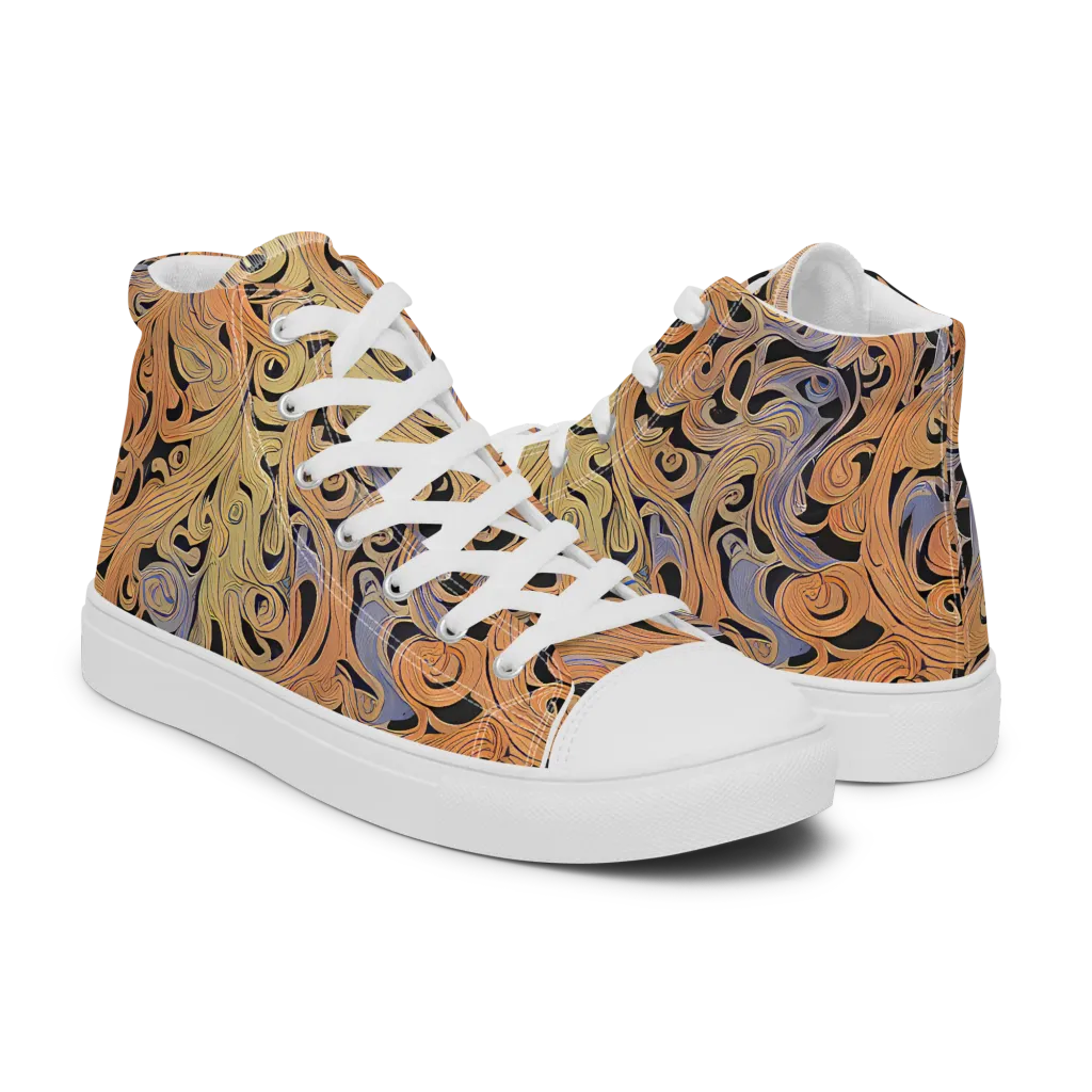 Molten Paisley on Men's High Top Canvas Shoes — Right