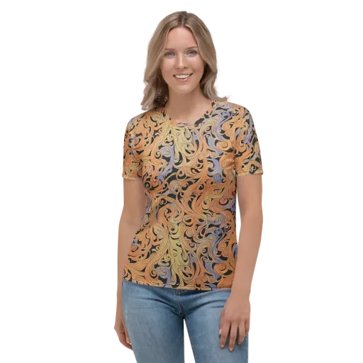 Molten Paisley on a Women's Crew Neck T-Shirt