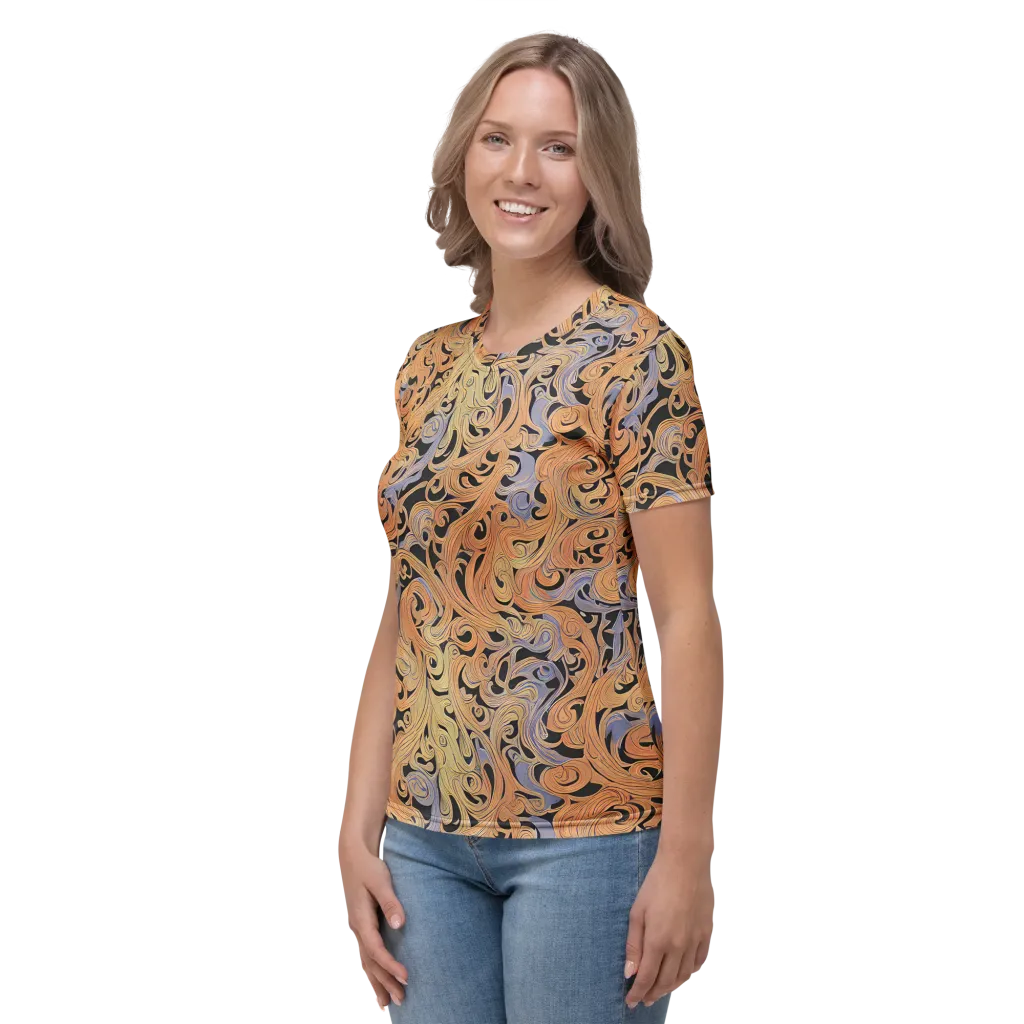 Molten Paisley on Women's Crew Neck T-Shirt — Left