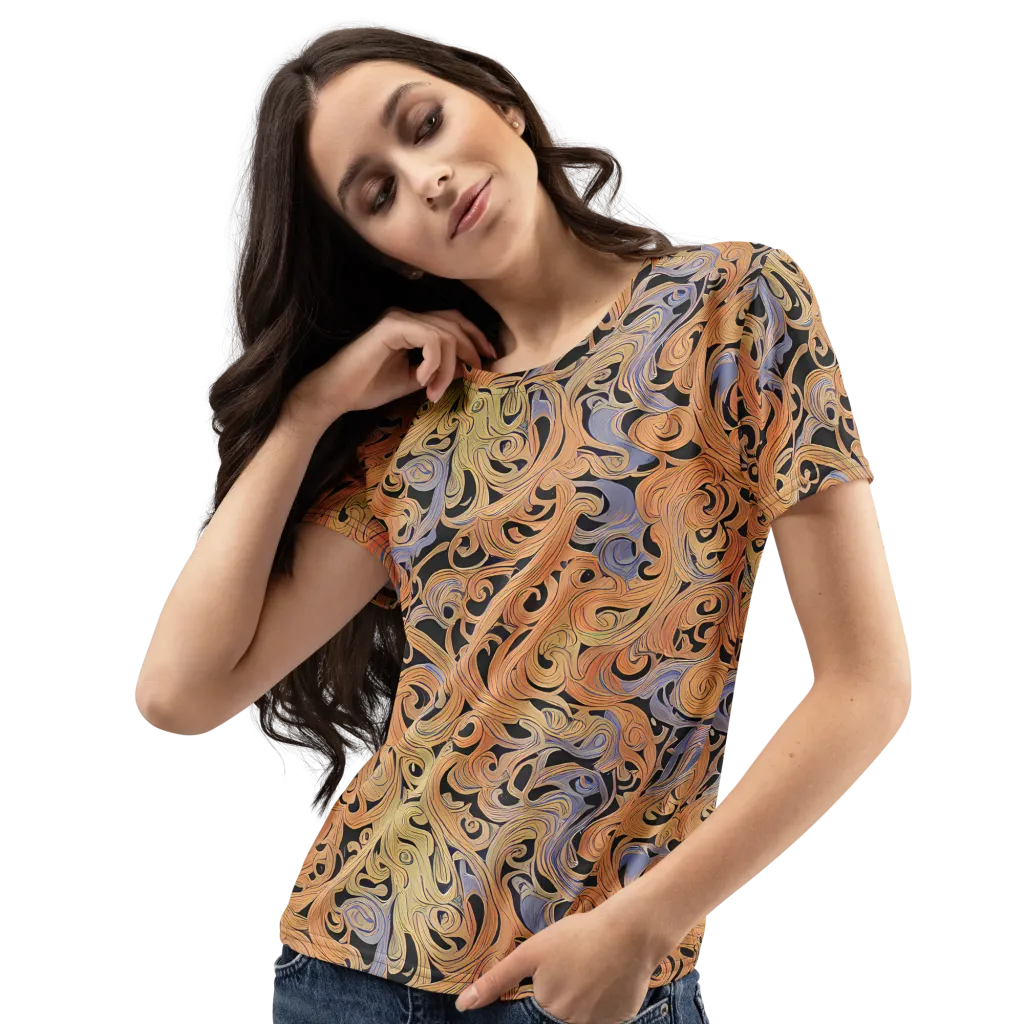 Molten Paisley on Women's Crew Neck T-Shirt — Left Front