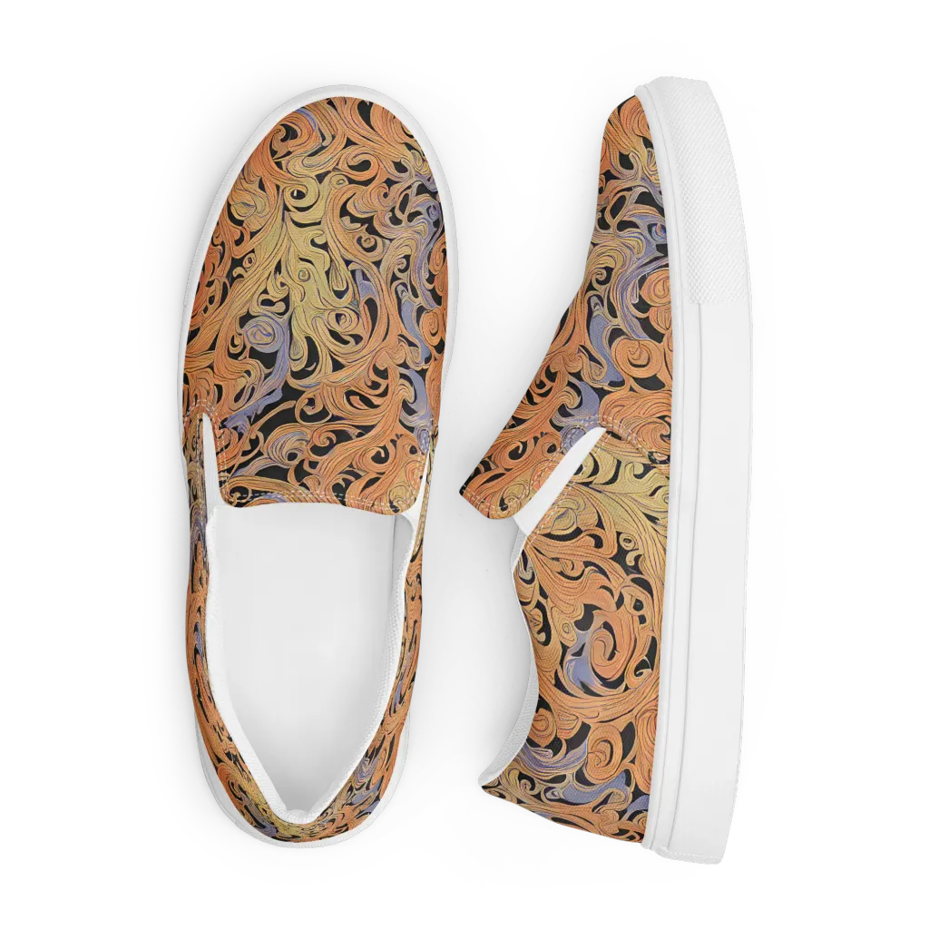 Molten Paisley on Men's Slip-On Canvas Shoes — Front