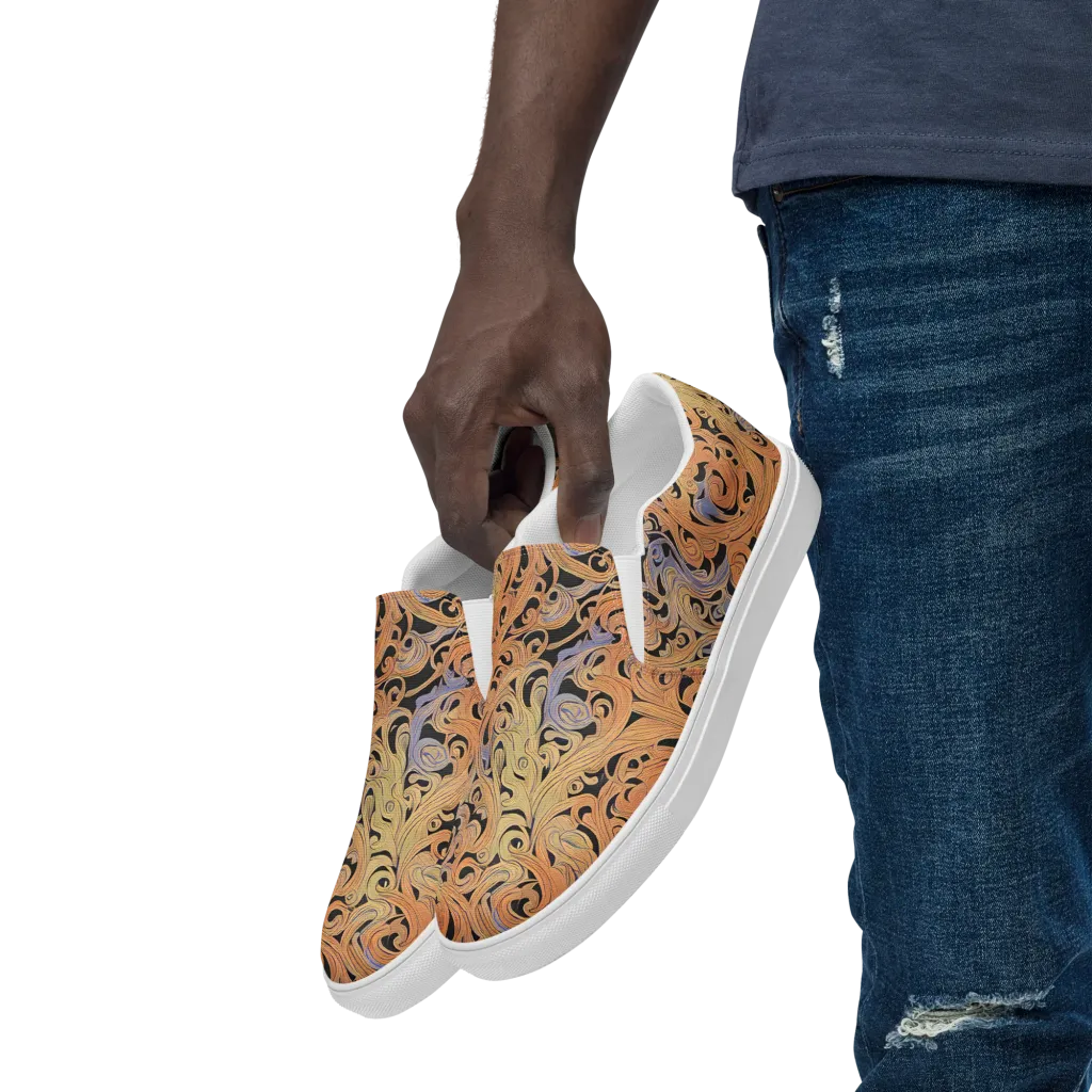 Molten Paisley on Men's Slip-On Canvas Shoes — Left Front