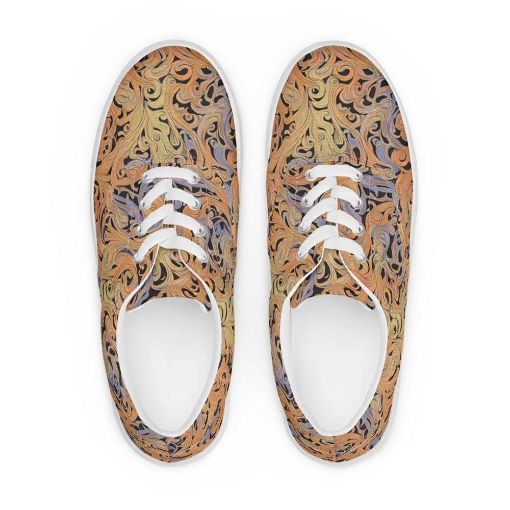 Molten Paisley on Men's Lace-Up Canvas Shoes — Front
