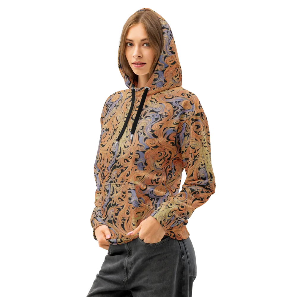 Molten Paisley on Cotton Hoodie — Left Front
