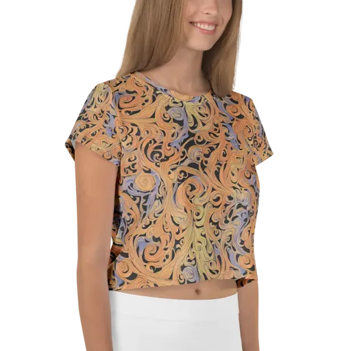 Molten Paisley on a Crop Tee