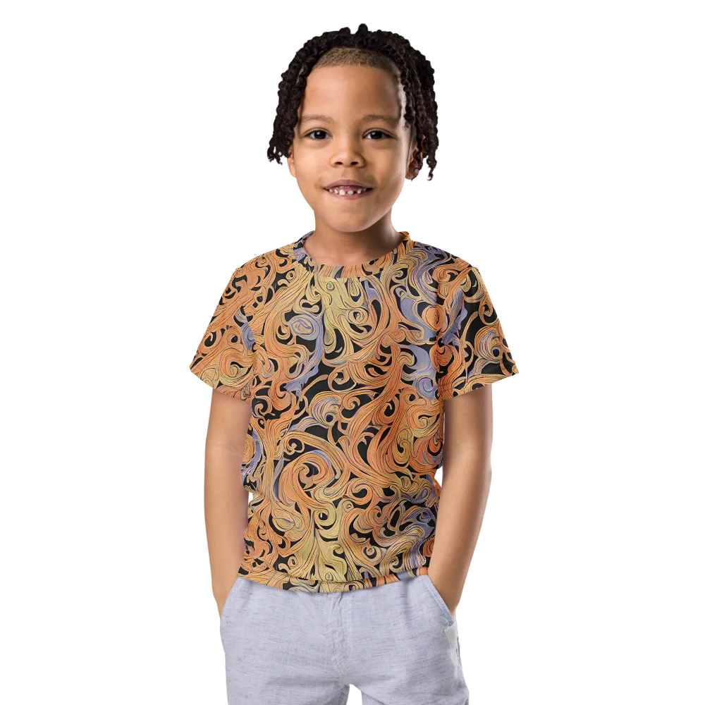 Molten Paisley on Kids Crew Neck T-Shirt — Front
