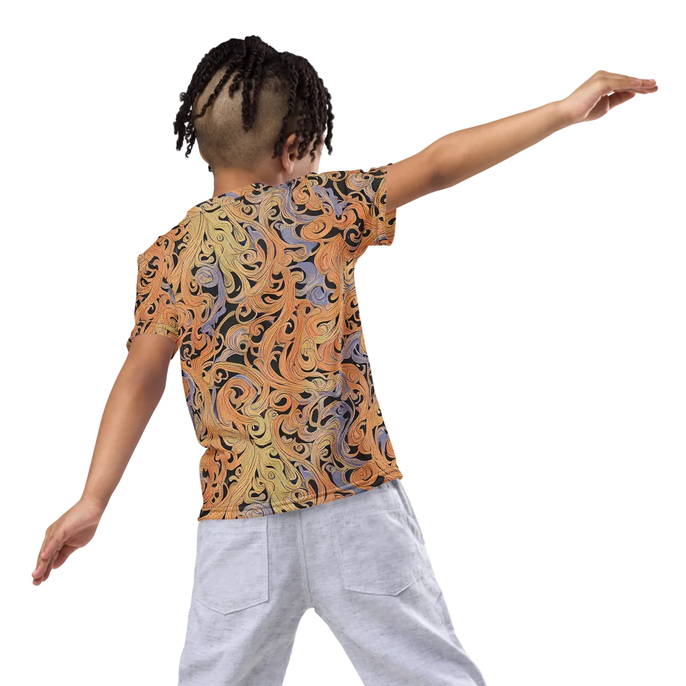 Molten Paisley on Kids Crew Neck T-Shirt — Back