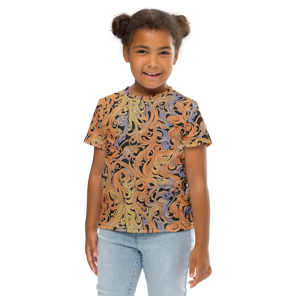 Molten Paisley on Kids Crew Neck T-Shirt — Front
