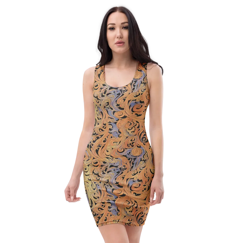 Molten Paisley on Bodycon Dress — Front