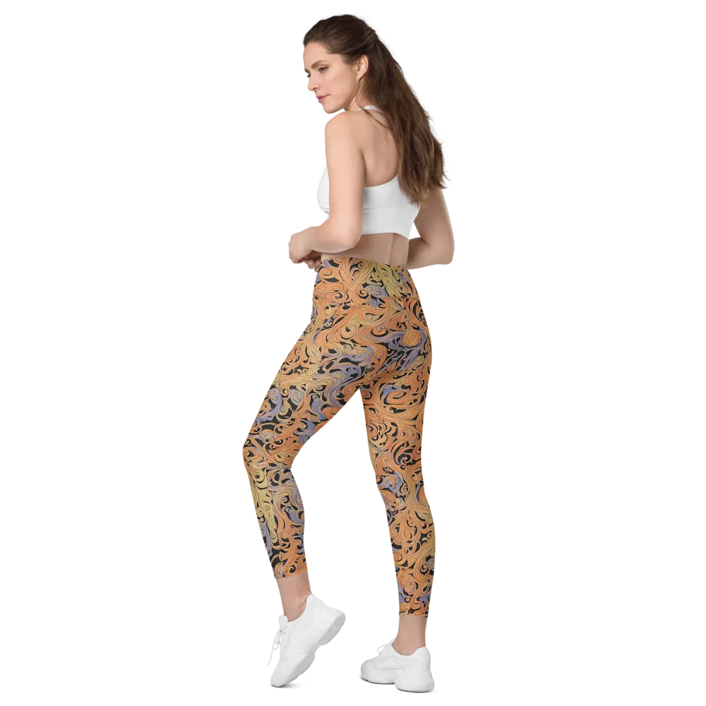 Molten Paisley on Leggings with Pockets — Left Back