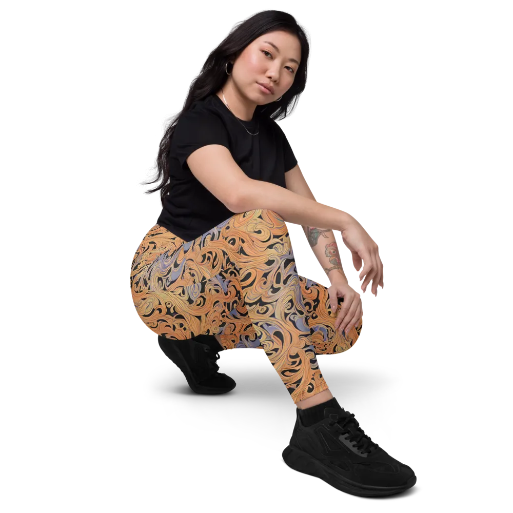 Molten Paisley on Leggings with Pockets — Right Front