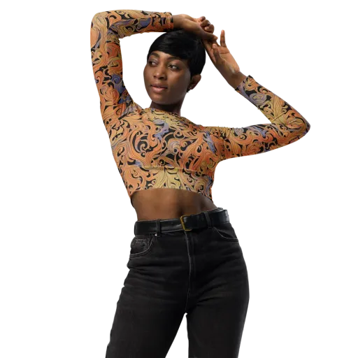 Molten Paisley on a Long Sleeve Crop Top