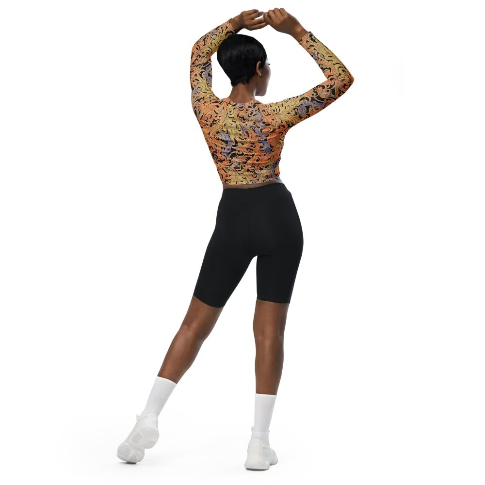Molten Paisley on Long Sleeve Crop Top — Back