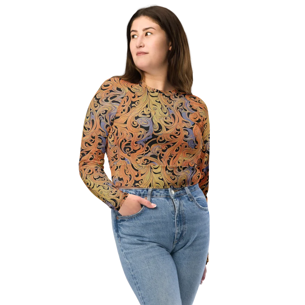 Molten Paisley on Long Sleeve Crop Top — Front