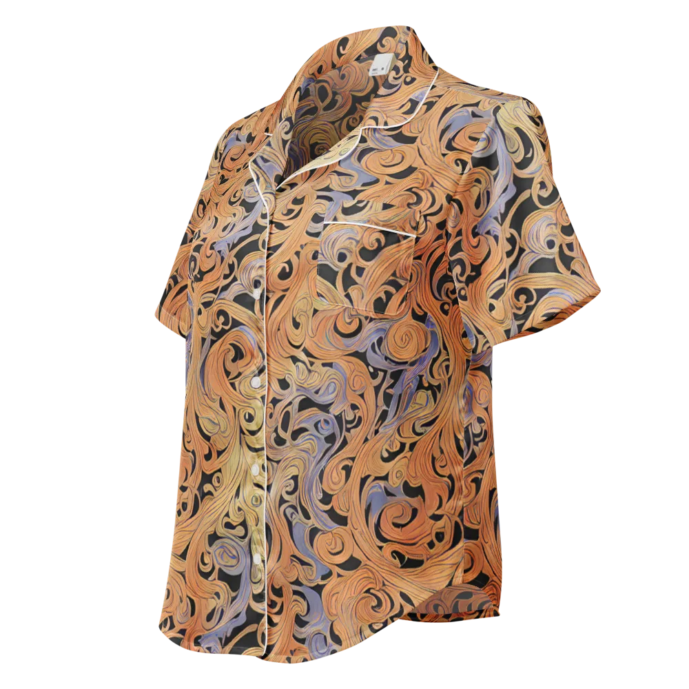 Molten Paisley on Women's Short Sleeve Pajama Top — Left Front