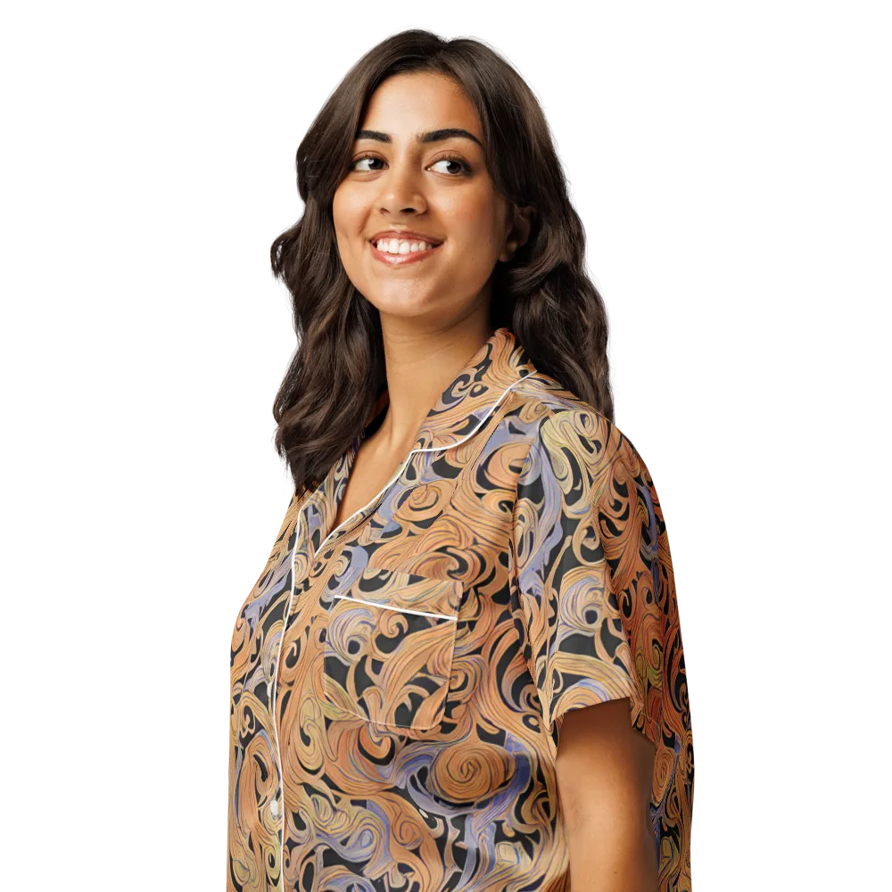 Molten Paisley on Women's Short Sleeve Pajama Top — Left Front
