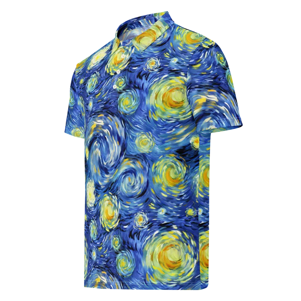 Cobalt Orbit on Men's Slim Fit Polo Shirt — Left Front